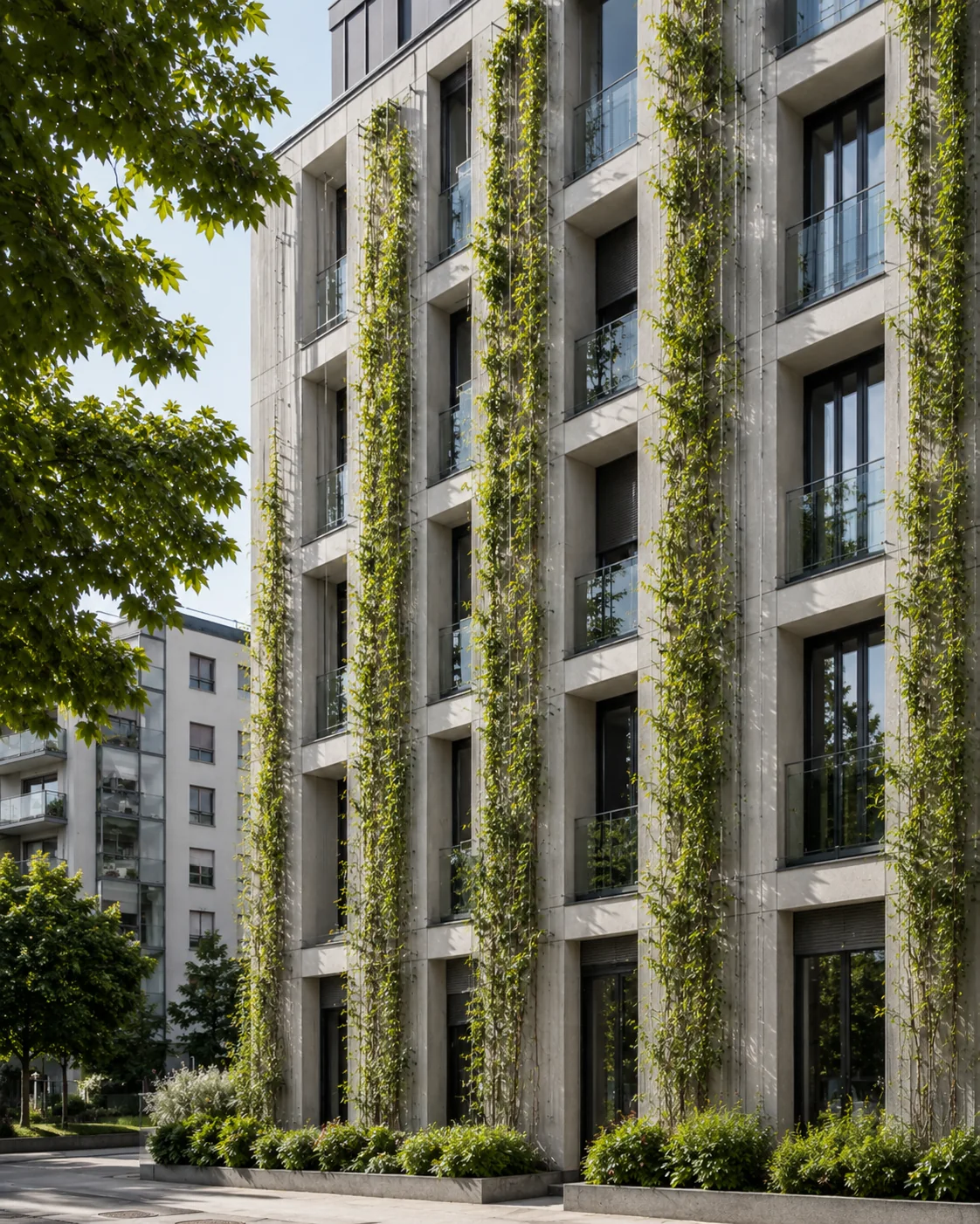 Façade contemporaine végétalisée, image d’inspiration